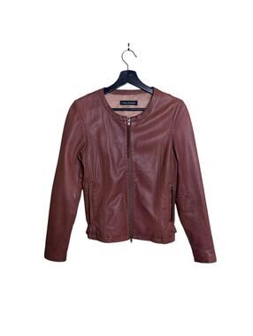 Urban Research sheepskin Jacket Brown Collarless Cropped